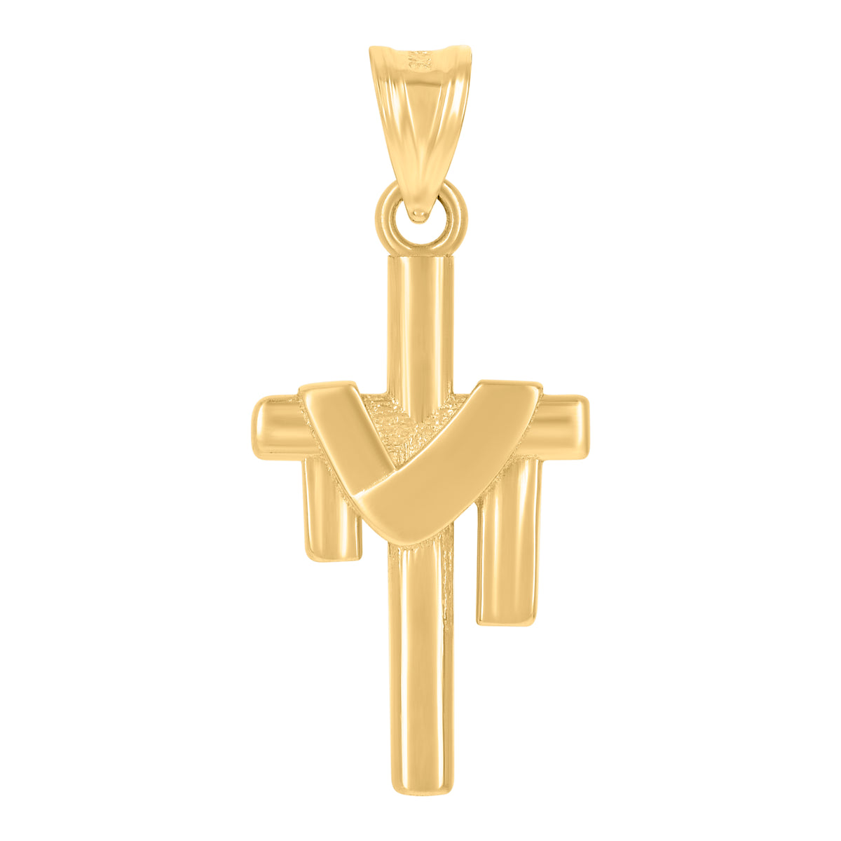 10kt Yellow Gold Unisex Draped Cross Religious Charm Pendant