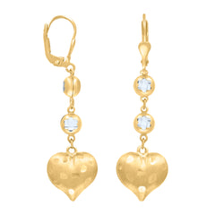 10kt Yellow Gold Womens Black White Cubic-Zirconia Heart Stud Earrings