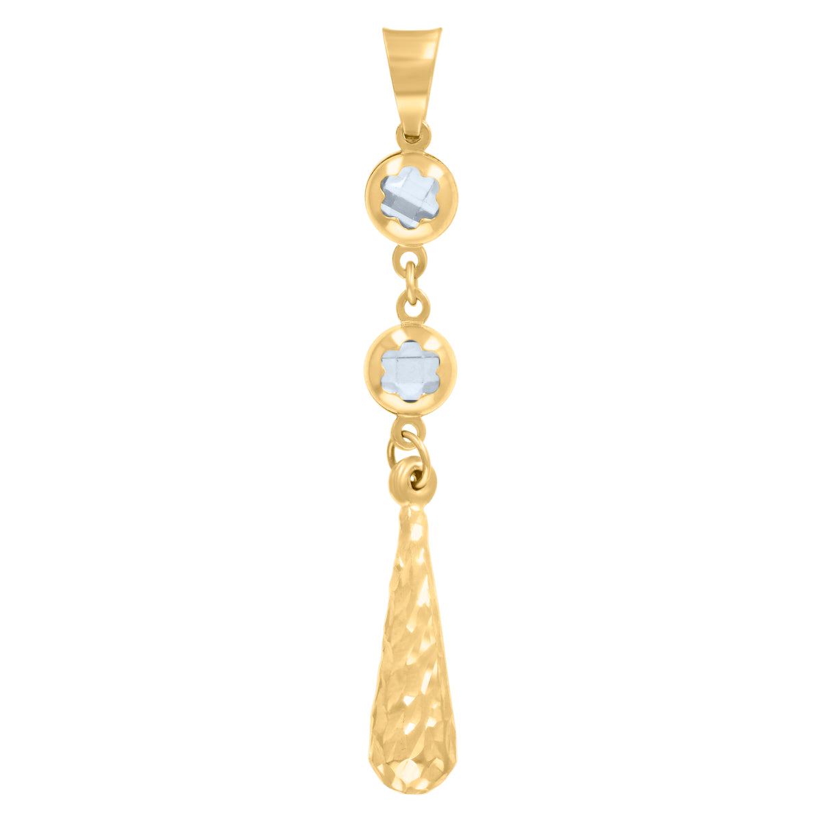 10kt Yellow Gold Womens Cubic-Zirconia Drop Fashion Dangling Charm Pendant