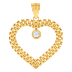 10kt Yellow Gold Womens Cubic-Zirconia Heart Cross Religious Charm Pendant