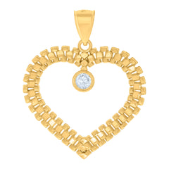 10kt Yellow Gold Womens Cubic-Zirconia Heart Cross Religious Charm Pendant