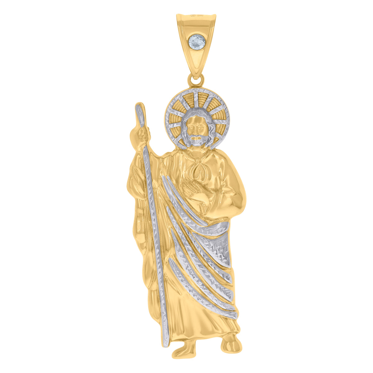 10kt Yellow Gold Unisex Cubic-Zirconia Cross Religious Charm Pendant
