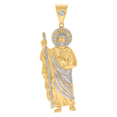 10kt Yellow Gold Unisex Cubic-Zirconia Cross Religious Charm Pendant