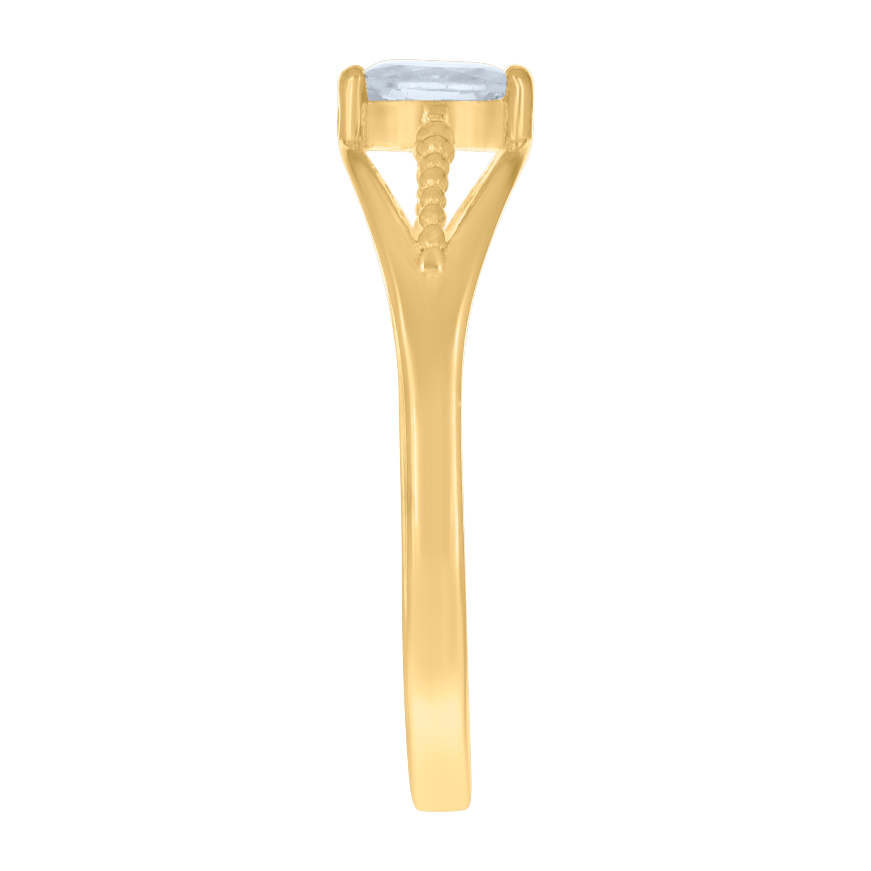 14kt Yellow Gold Baby Oval Cubic-Zirconia Fashion Ring