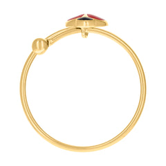 14kt Yellow Gold Baby Black Red Enameled Ladybug Fashion Ring