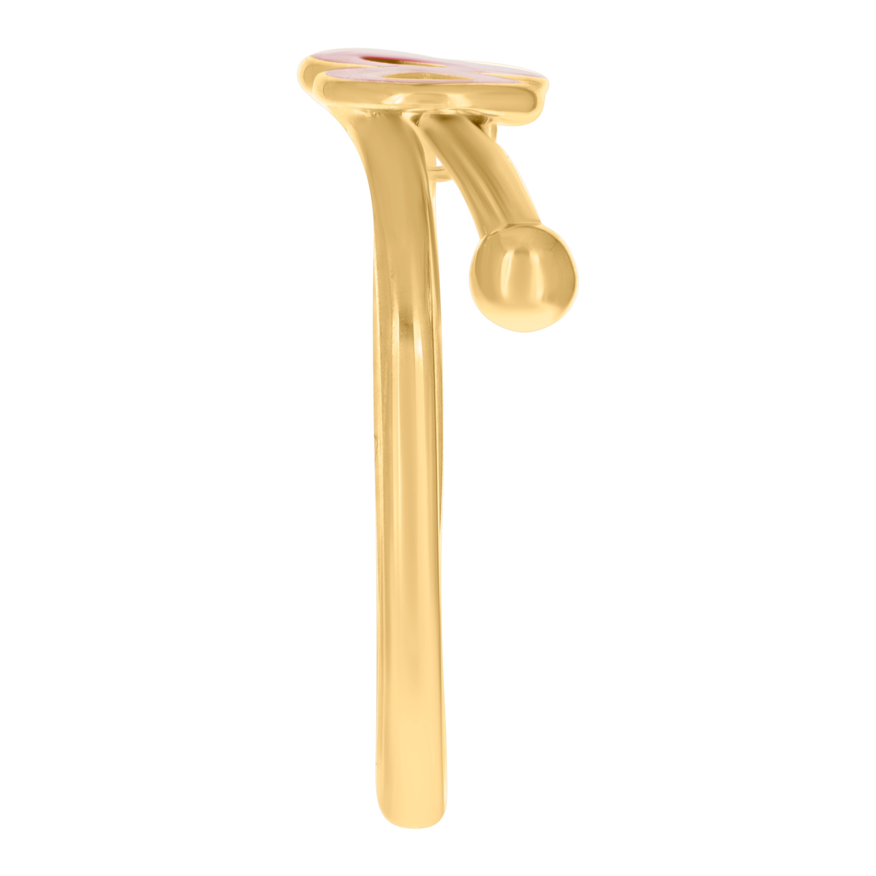 14kt Yellow Gold Baby Red Enameled Infinity Heart Ring