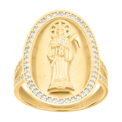 10kt Yellow Gold Unisex Cubic Zirconia O Alphabet Initial Charm Pendant