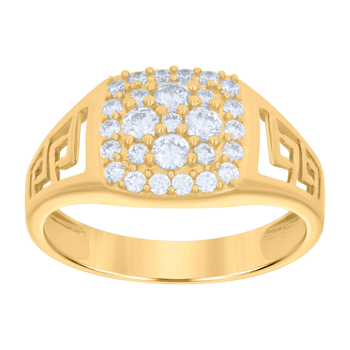 10kt Yellow Gold Womens Green/Pink White Cubic-Zirconia St. Jude Saints Religious Ring