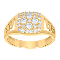 10kt Yellow Gold Womens Green/Pink White Cubic-Zirconia St. Jude Saints Religious Ring