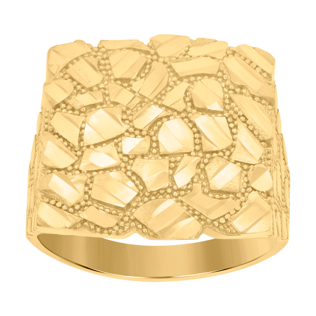 10kt Yellow Gold Womens Diamond-Cut Textured Initial Letter P Band Ring