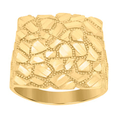 10kt Yellow Gold Womens Diamond-Cut Textured Initial Letter P Band Ring