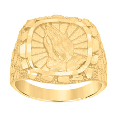 10kt Yellow Gold Womens Diamond-Cut Textured Initial Letter R Band Ring