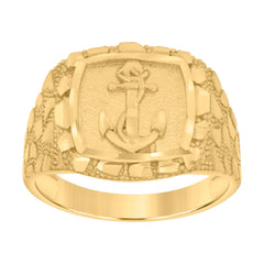 10kt Yellow Gold Womens Diamond-Cut Textured Initial Letter T Band Ring