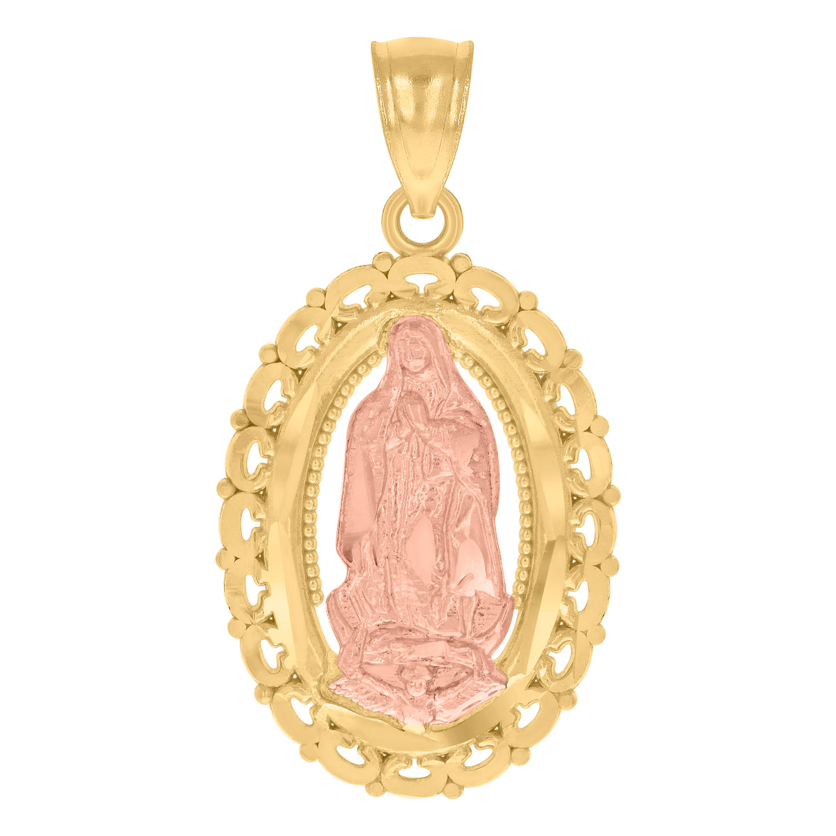 10kt Two-tone Gold Womens Guadalupe Religious Charm Pendant