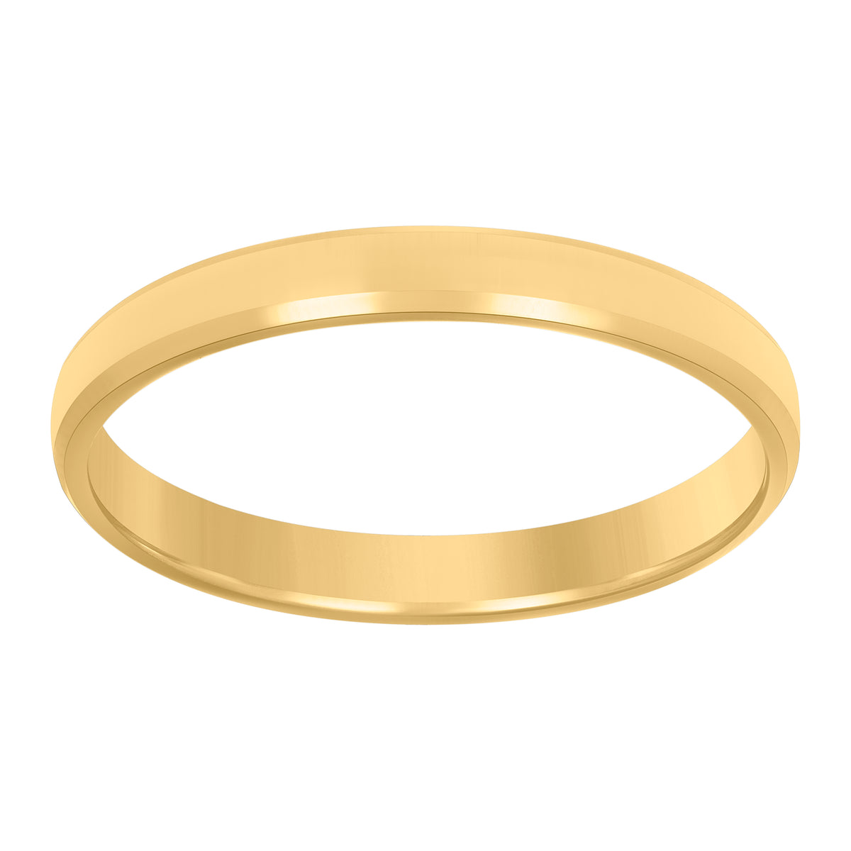 14kt Yellow Gold Unisex Flat Center Beveled Edge Wedding Band Ring 3mm Size 9