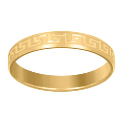 14kt Yellow Gold Mens Greek Key Beveled Edge Wedding Band Ring 4mm Size 12
