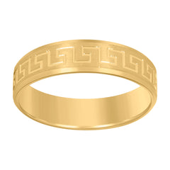 14kt Yellow Gold Mens Greek Key Beveled Edge Wedding Band Ring 6mm Size 13