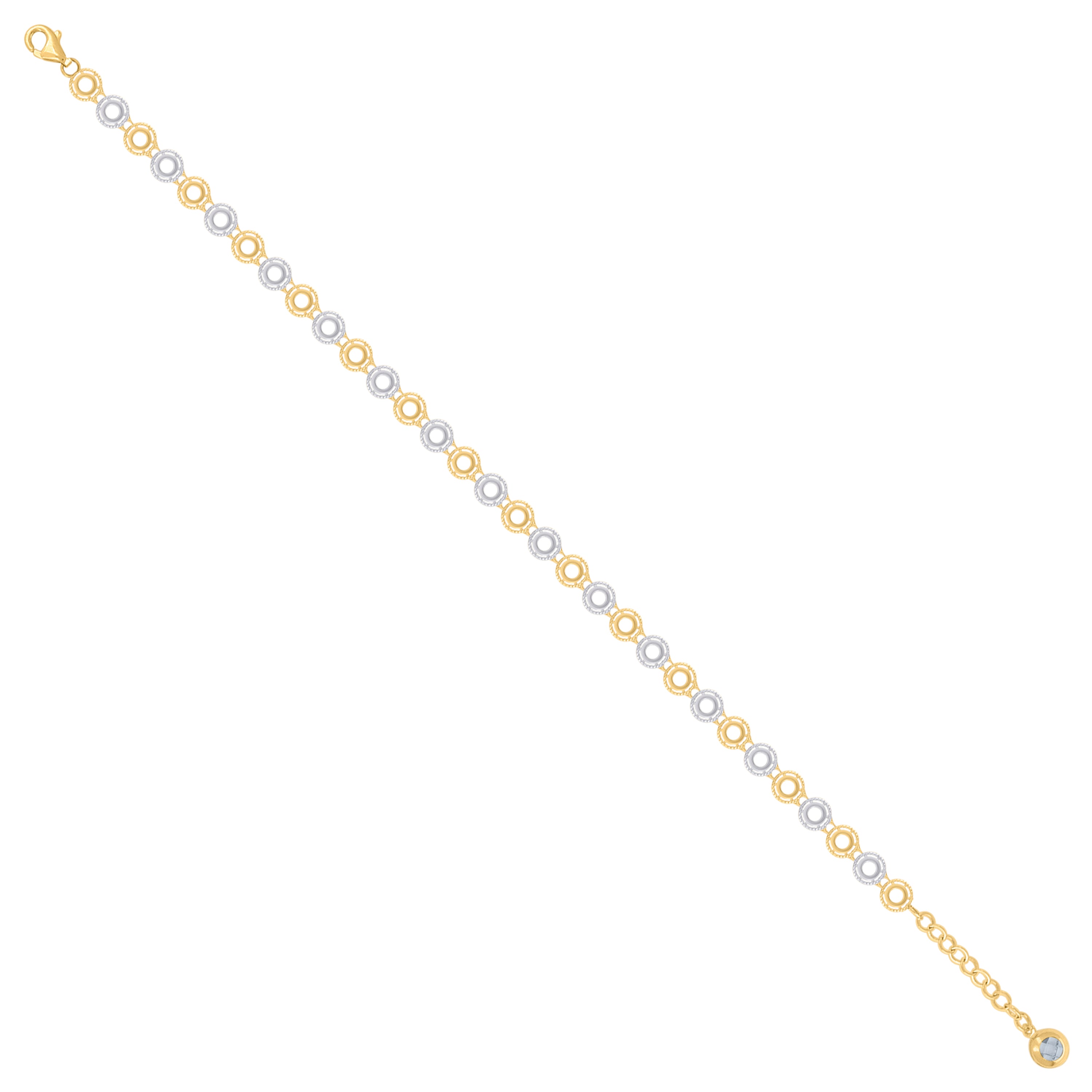 14kt Two-tone Gold Womens Cubic-Zirconia Fashion Link Bracelet Size 8 Inches