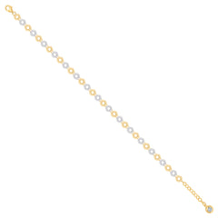 14kt Two-tone Gold Womens Cubic-Zirconia Fashion Link Bracelet Size 8 Inches