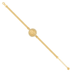 14kt Yellow Gold Womens Cubic-Zirconia Medusa Egyptian Charm Bracelet Size 8 Inches