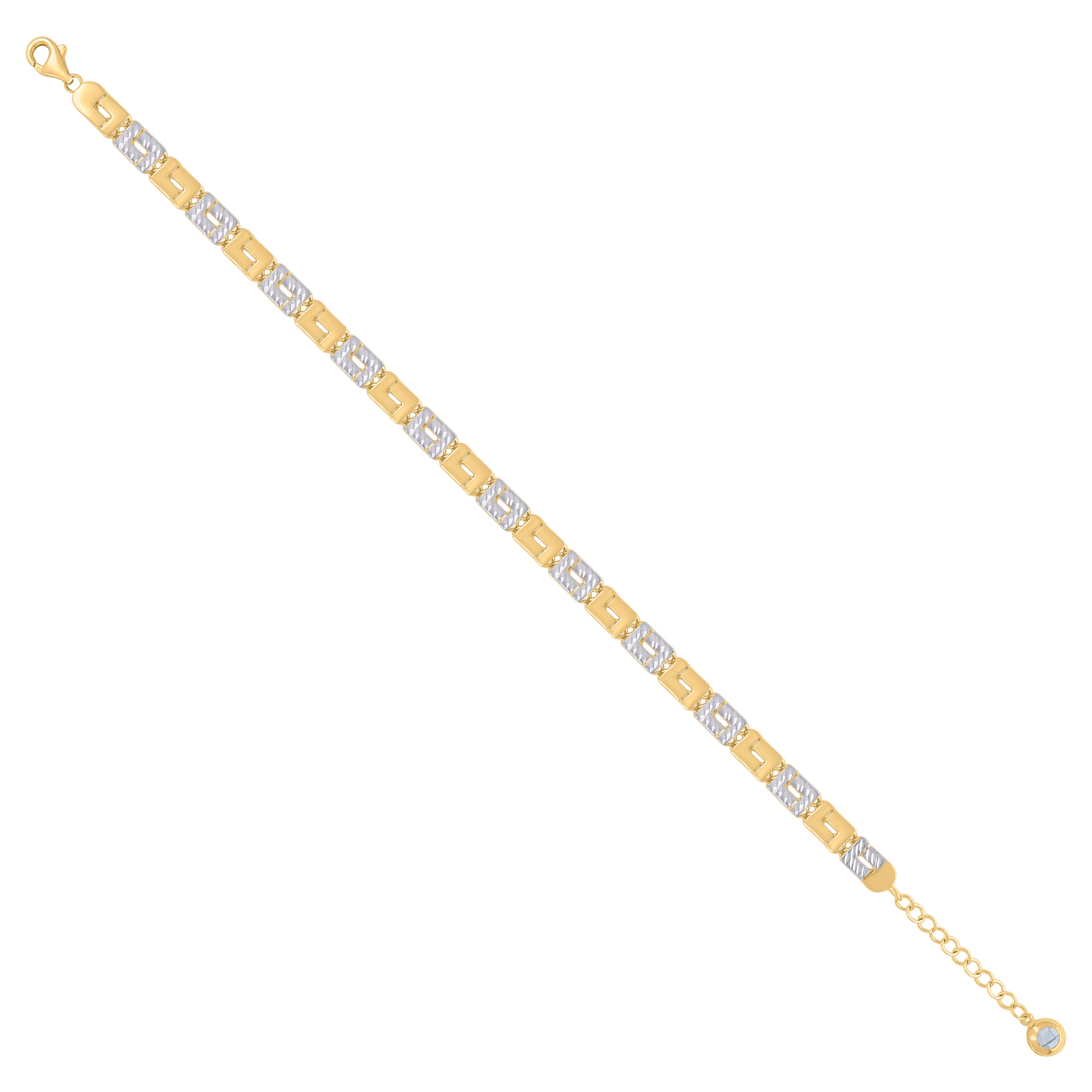 14kt Two-tone Gold Womens Cubic-Zirconia Fashion Link Bracelet Size 8 Inches