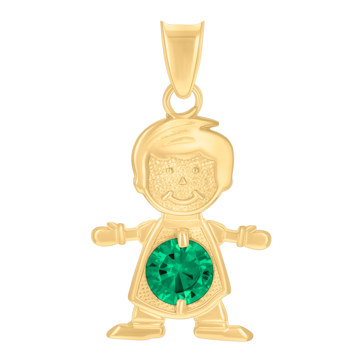 10kt Yellow Gold Mens Green Cubic-Zirconia Boy May Birthstone Charm Pendant
