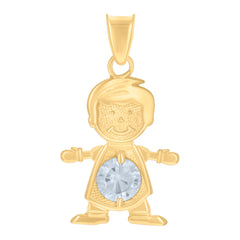 10kt Yellow Gold Mens Cubic-Zirconia Boy April Birthstone Charm Pendant