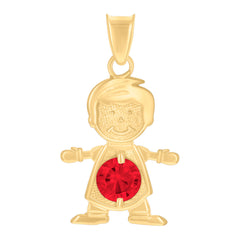 10kt Yellow Gold Mens Red Cubic-Zirconia Boy January Birthstone Charm Pendant