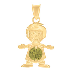 10kt Yellow Gold Mens Green Cubic-Zirconia Boy August Birthstone Charm Pendant