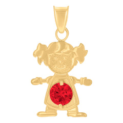 10kt Yellow Gold Womens Red Cubic-Zirconia Girl January Birthstone Charm Pendant
