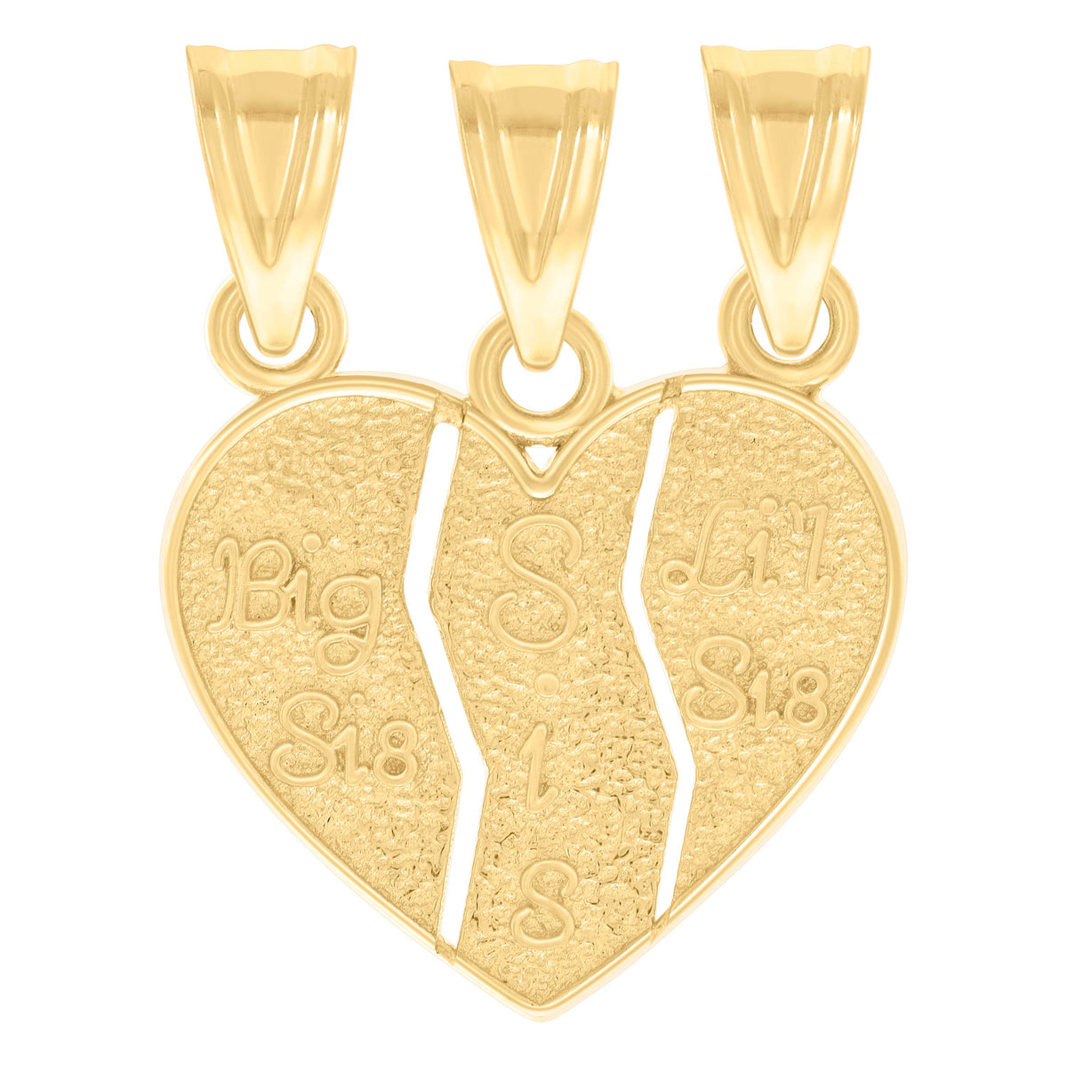 10kt Yellow Gold Womens Break Apart Heart Big Sis Lil Sis Family Talking Charm Pendant