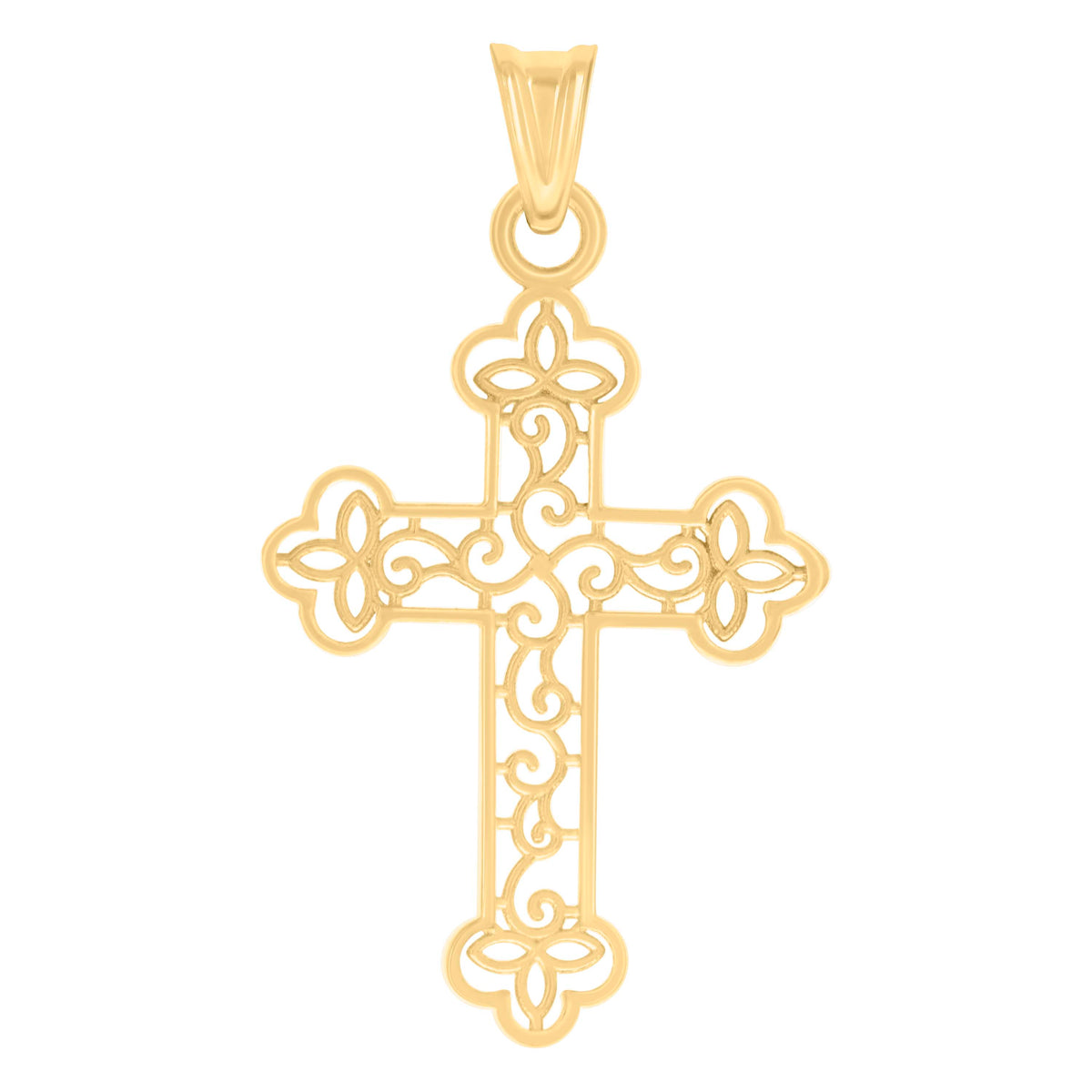 10kt Yellow Gold Womens Cubic-Zirconia Cross Religious Charm Pendant