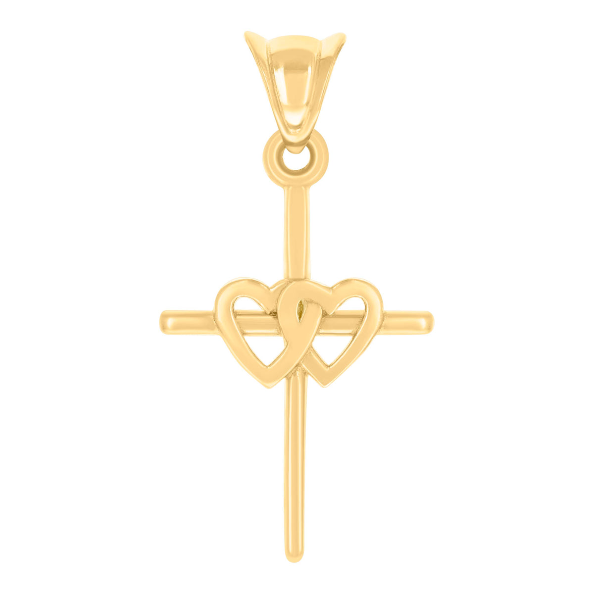 10kt Yellow Gold Womens Hearts Cross Religious Charm Pendant