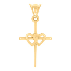 10kt Yellow Gold Womens Hearts Cross Religious Charm Pendant