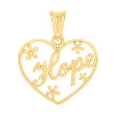 10kt Yellow Gold Womens Hope Heart Charm Pendant