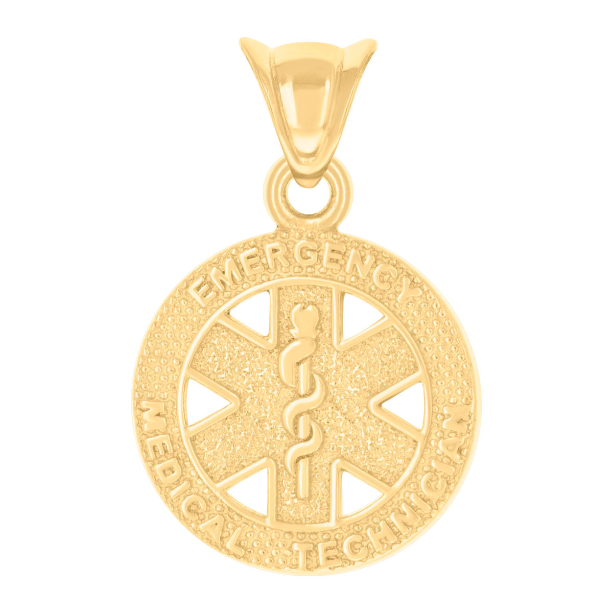10kt Yellow Gold Unisex EMT Badges Occupation Charm Pendant