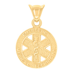 10kt Yellow Gold Unisex EMT Badges Occupation Charm Pendant