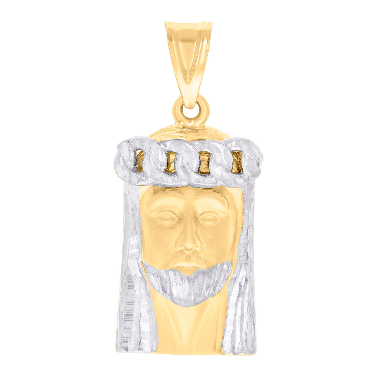 14kt Two-tone Gold Mens Jesus Religious Charm Pendant
