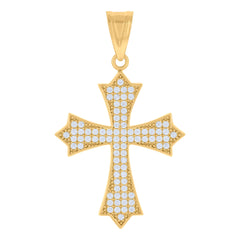 14kt Yellow Gold Unisex Cubic-Zirconia Cross Religious Charm Pendant