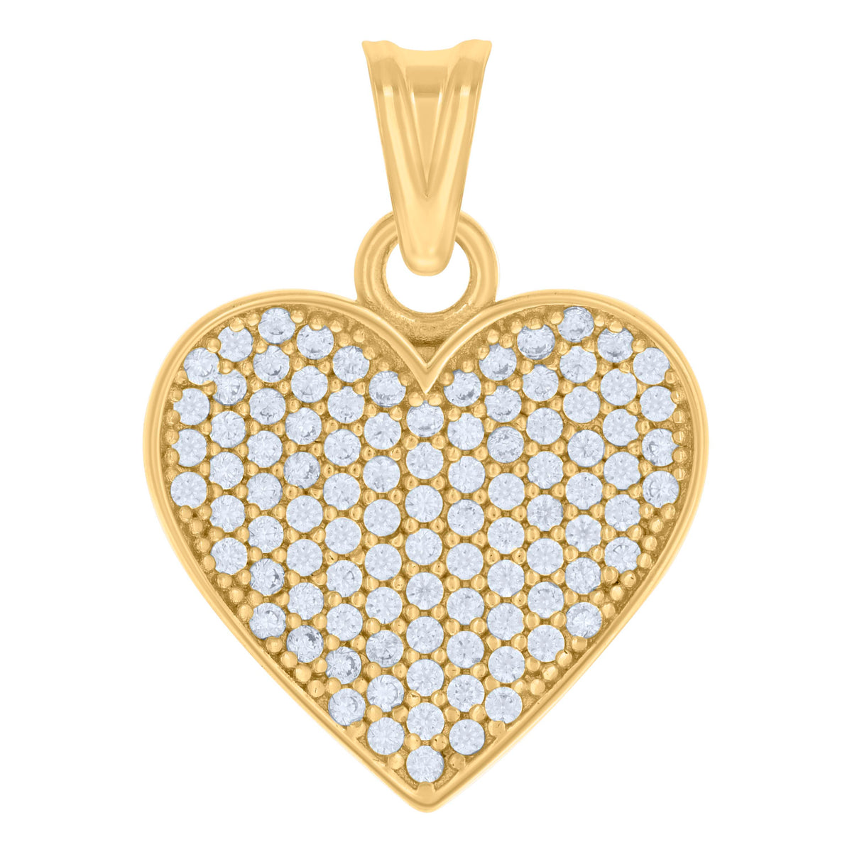 14kt Yellow Gold Women Cubic-Zirconia Heart Charm Pendant