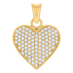 14kt Yellow Gold Women Cubic-Zirconia Heart Charm Pendant