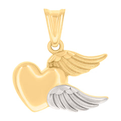 14kt Two-tone Gold Womens Flying Heart Charm Pendant