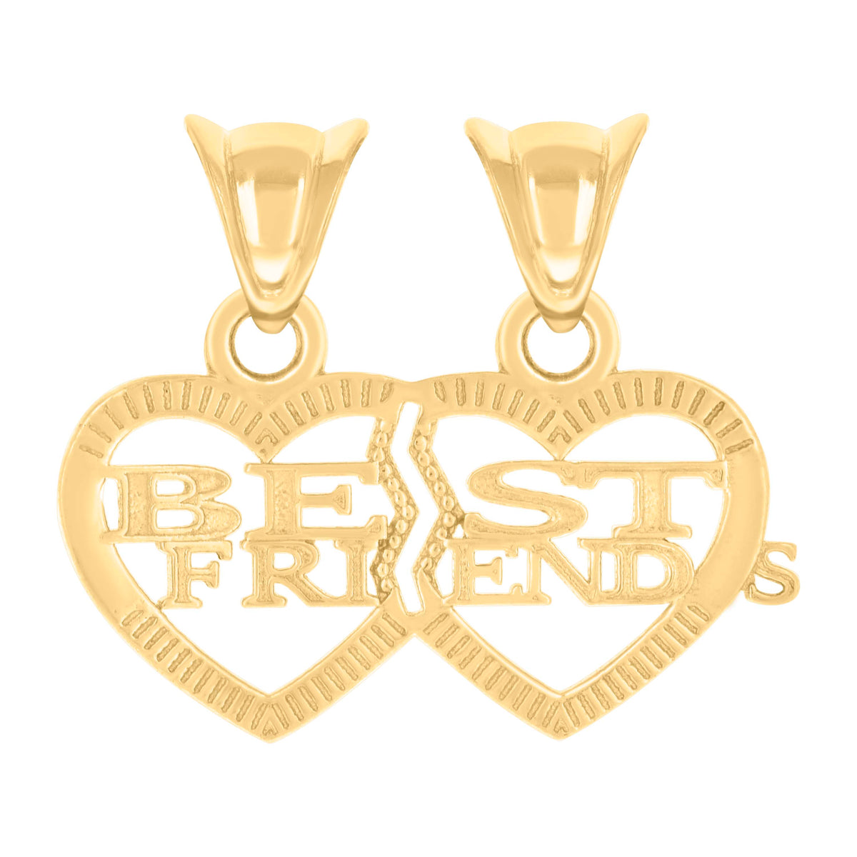 14kt Yellow Gold Womens BEST FRIENDS Heart Charm Pendant