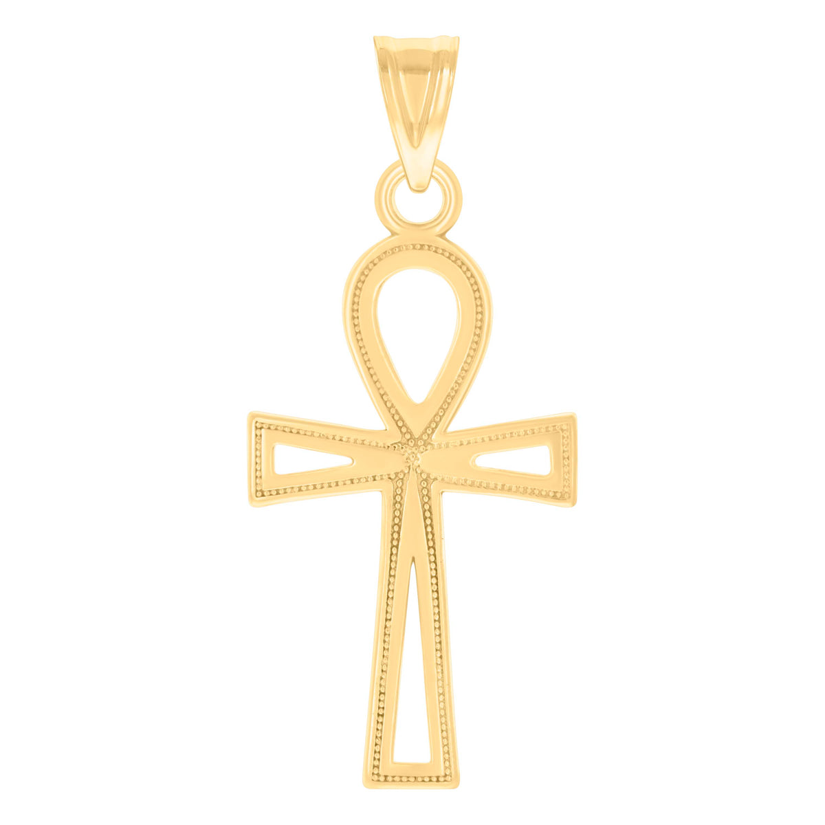 14kt Yellow Gold Unisex Egyptian Ankh Cross Religious Charm Pendant