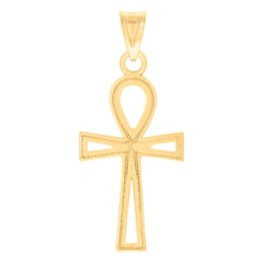 14kt Yellow Gold Unisex Egyptian Ankh Cross Religious Charm Pendant