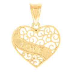 14kt Yellow Gold Womens Love Heart Charm Pendant