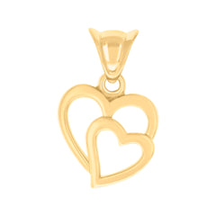 14kt Yellow Gold Womens Double Heart Charm Pendant