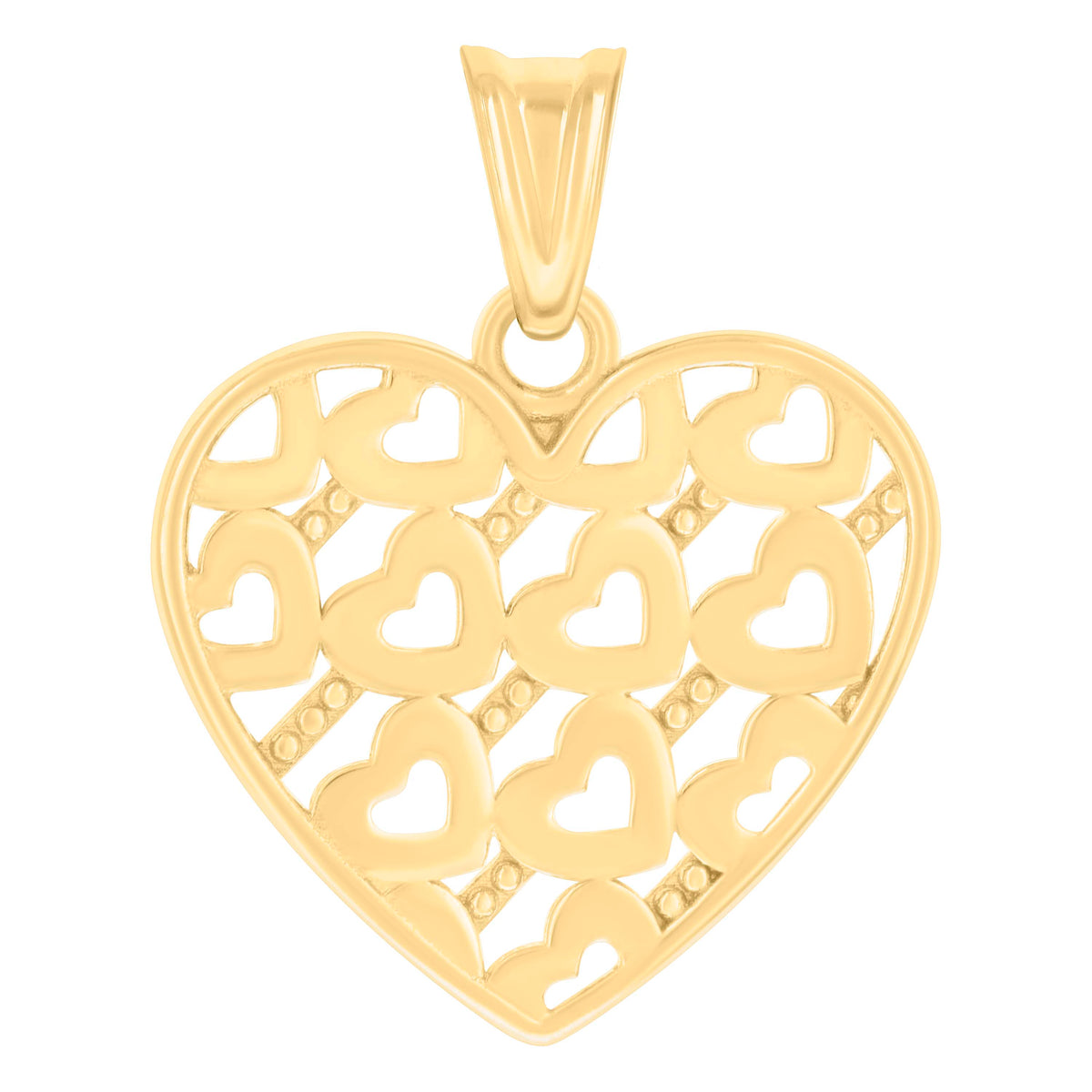 14kt Yellow Gold Womens Hearts In Heart Charm Pendant