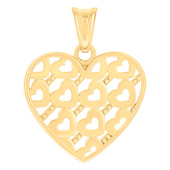 14kt Yellow Gold Womens Hearts In Heart Charm Pendant