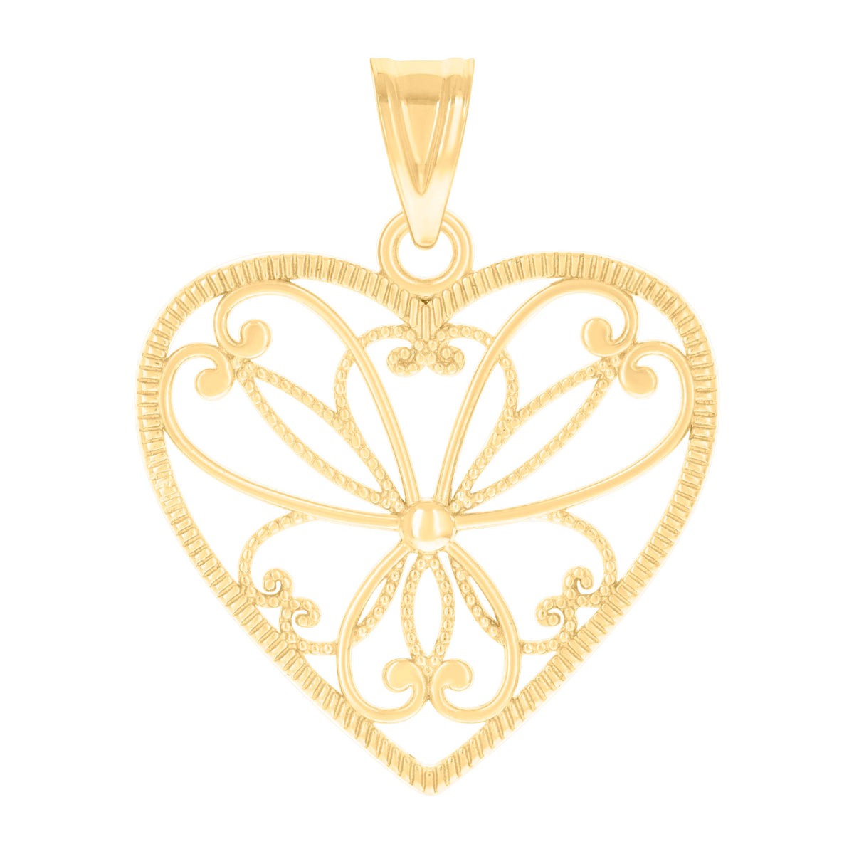 14kt Yellow Gold Womens Heart Charm Pendant